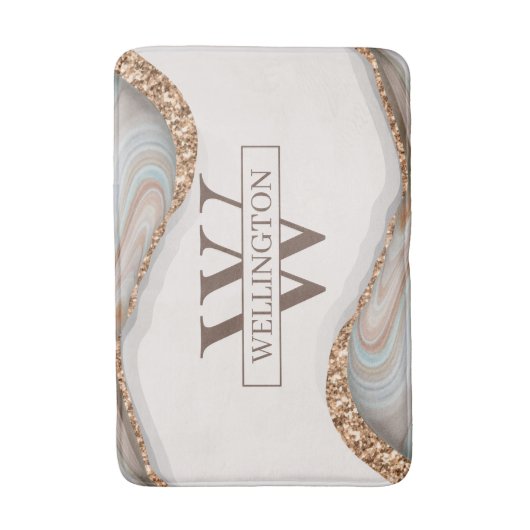 Naam Agate Stone Marble Monogram Badmat (Voorkant Verticaal)