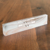 Naam Agate Stone Marble Monogram Naambordje (Zijkant)