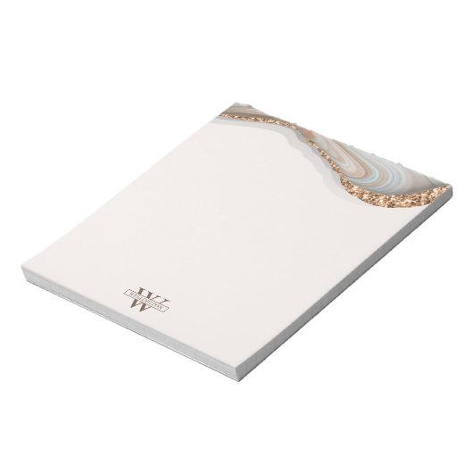 Naam Agate Stone Marble Monogram Notitieblok (Linkerzijde)