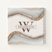 Naam Agate Stone Marble Monogram Notitieboek (Achterkant)