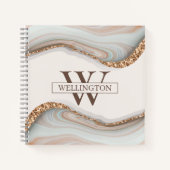 Naam Agate Stone Marble Monogram Notitieboek (Voorkant)