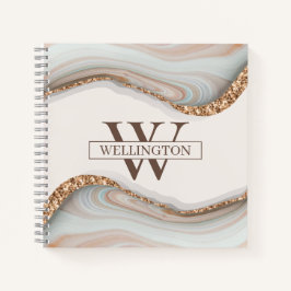 Naam Agate Stone Marble Monogram Notitieboek