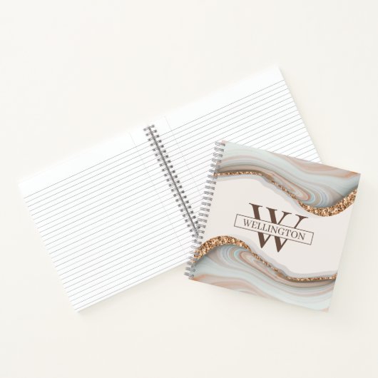 Naam Agate Stone Marble Monogram Notitieboek (Binnen)