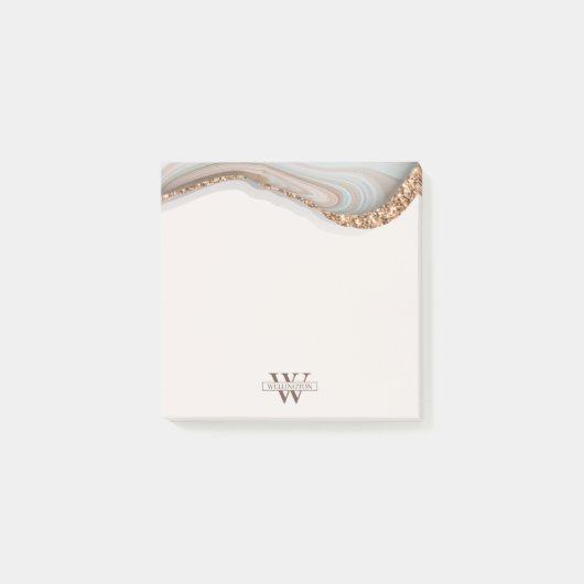 Naam Agate Stone Marble Monogram Post-it® Notes (Voorkant)