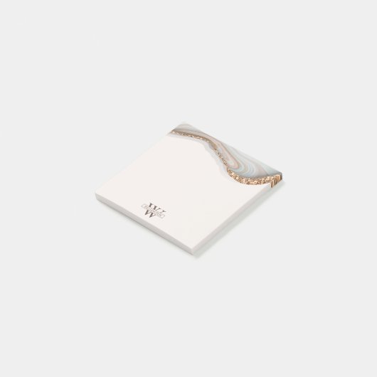 Naam Agate Stone Marble Monogram Post-it® Notes (Schuin)