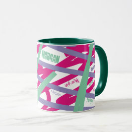 Naam Alle over Lijnen Roze Paarse Abstracte Koel Mok