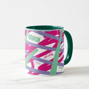 Naam Alle over Lijnen Roze Paarse Blauwgroen Abstr Mok