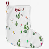 Naam Alpiene Skiers Skiing Ski Winter Trees Grote Kerstsok (Voorkant)