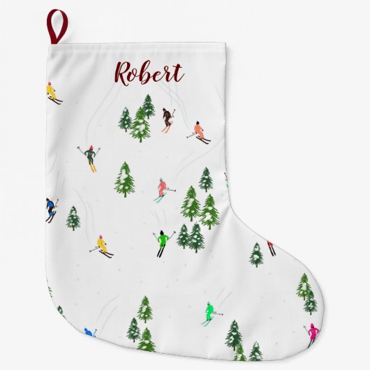 Naam Alpiene Skiers Skiing Ski Winter Trees Grote Kerstsok (Voorkant)