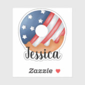 NAAM AMERIKAANSE VLAG DONUT STICKER (Vel)