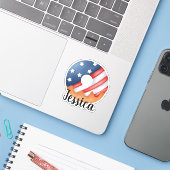 NAAM AMERIKAANSE VLAG DONUT STICKER (Laptop met iPhone)