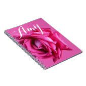  naam Amy hot pink roos floral Notitieboek (Rechterzijde)