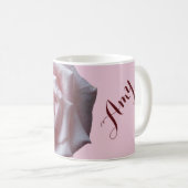  naam Amy  roze roos bloemenboho Koffiemok (Voorkant rechts)