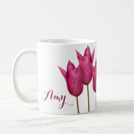 naam Amy roze tulpen bloemig Koffiemok