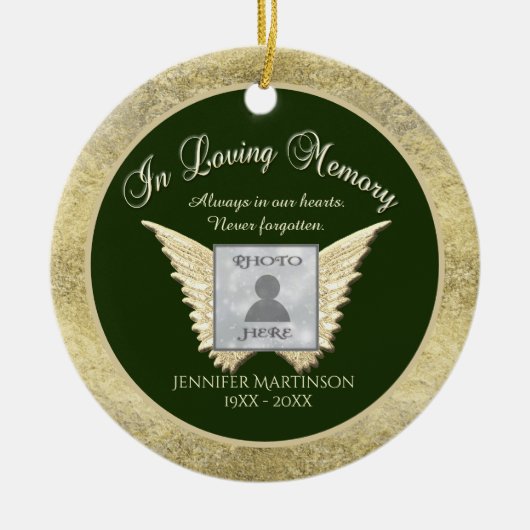 Naam Angel Wings Memorial toevoegen Keramisch Ornament (Voorkant)