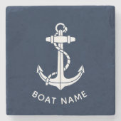 Naam Anker Boot Naam op Maat Stenen Onderzetter (Voorkant)