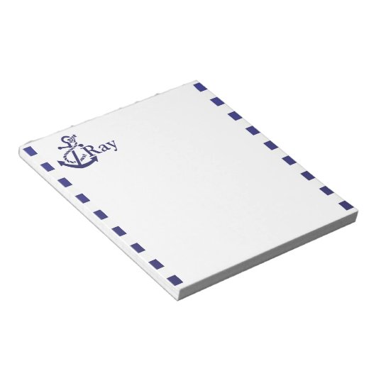 Naam anker Nautical Monogram Notitieblok (Schuin)