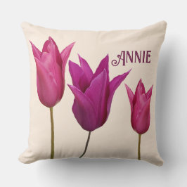  naam Annie mooie roze tulpen bloemig Kussen