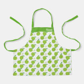 Naam Appel Fruit Groen Wit Voedselpatroon Schort (Voorkant)