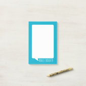 Naam Aqua en White Talk Bubble Retro Post-it® Notes (Op bureau)