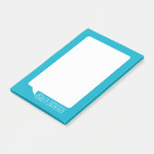 Naam Aqua en White Talk Bubble Retro Post-it® Notes (Schuin)