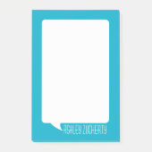 Naam Aqua en White Talk Bubble Retro Post-it® Notes (Voorkant)