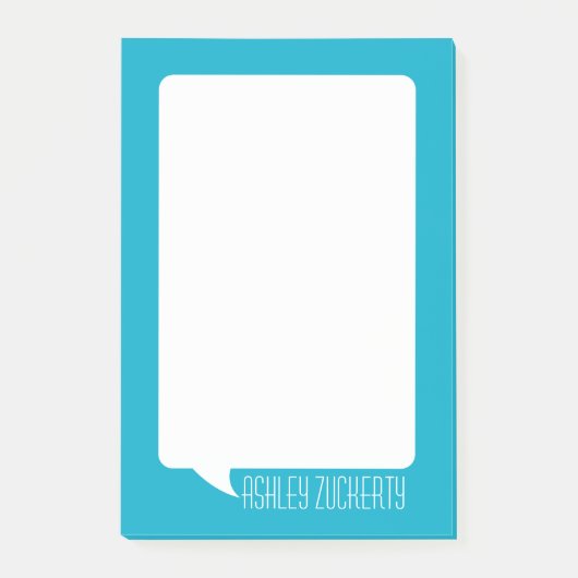 Naam Aqua en White Talk Bubble Retro Post-it® Notes (Voorkant)