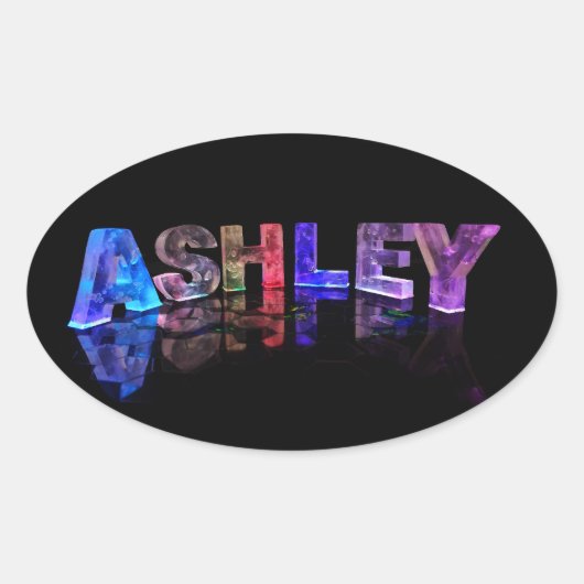 Naam Ashley in 3D-lichten Ovale Sticker (Voorkant)