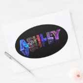 Naam Ashley in 3D-lichten Ovale Sticker (Envelop)