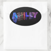 Naam Ashley in 3D-lichten Ovale Sticker (Tas)
