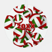 Naam atleet op rode groene volleyballen Keepsake Metalen Ornament (Achterkant)