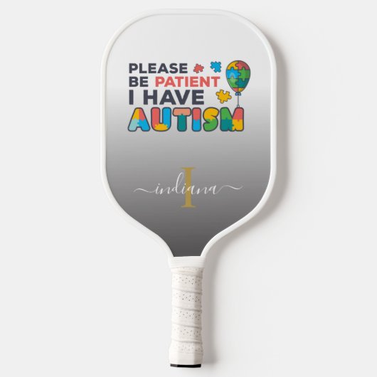 Naam Autisme-bewustmakingsscript monogram Pickleball Paddle (Achterkant)