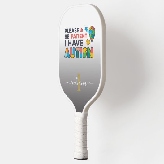 Naam Autisme-bewustmakingsscript monogram Pickleball Paddle (Links)