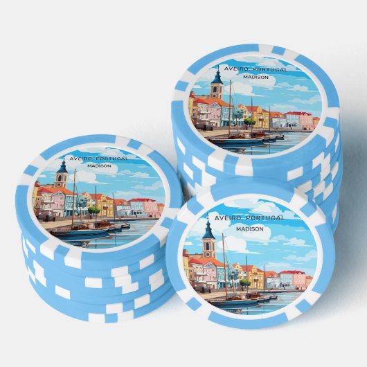Naam Aveiro Portugal Poker Chips (Opstapeling)