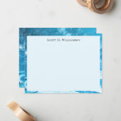 Naam || Azure Blue Abstract Painting Frame Notitiekaartje (Voorkant / Achterkant in situ)