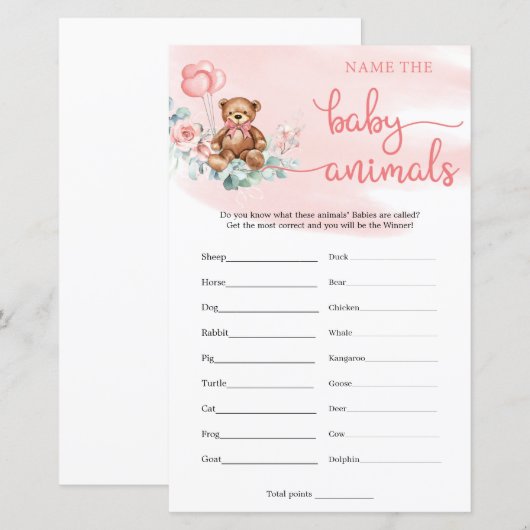 Naam Baby Animals Teddy Bear Eucalyptus Game (Voorkant / Achterkant)
