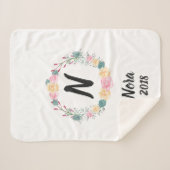 Naam Baby bloemen Sherpa Deken (Voorkant (horizontaal))