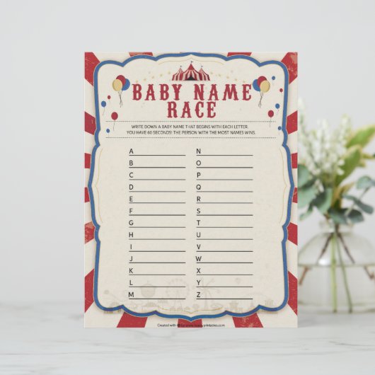 Naam baby [Circus Theme] Briefhoofd (Staand voorkant)