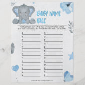 Naam baby [Elephant [Blauw] Baby Briefhoofd (Voorkant)