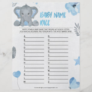 Naam baby [Elephant [Blauw] Baby Briefhoofd
