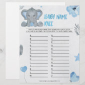 Naam baby [Elephant [Blauw] Baby Briefhoofd (Voorkant / Achterkant)