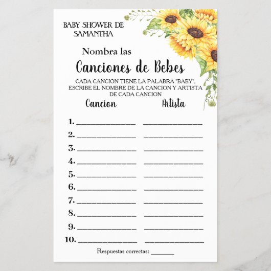 Naam Baby engelse spaanse douche Flyer (Achterkant)