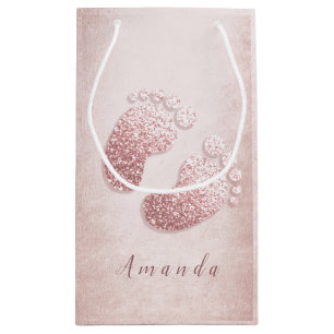 Naam Baby Feet Roos Gold Baby shower Roze meisje Klein Cadeauzakje