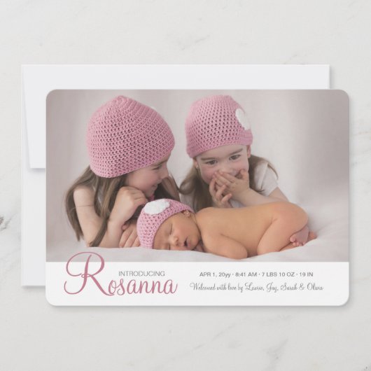 Naam baby Foto geboorteaankondiging Aankondiging (Voorkant)