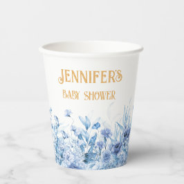 Naam, Baby shower, Extra Tekst, Bloemenrand 8oz Papieren Bekers