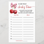 Naam Baby Tune Cherry Baby shower Game Kaart (Voorkant)