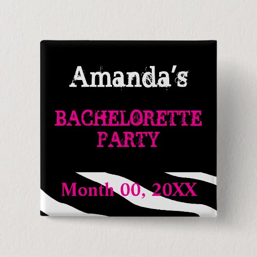 Naam Bachelorette Party Vierkante Button 5,1 Cm (Voorkant)