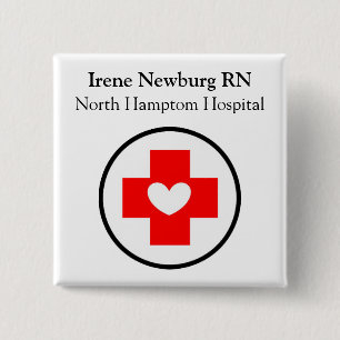 Naam badge en Logo- of Symbool van de verpleegster Vierkante Button 5,1 Cm