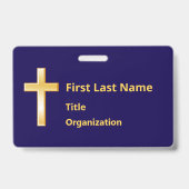 Naam Badge met Christelijk Gold Cross (Front)