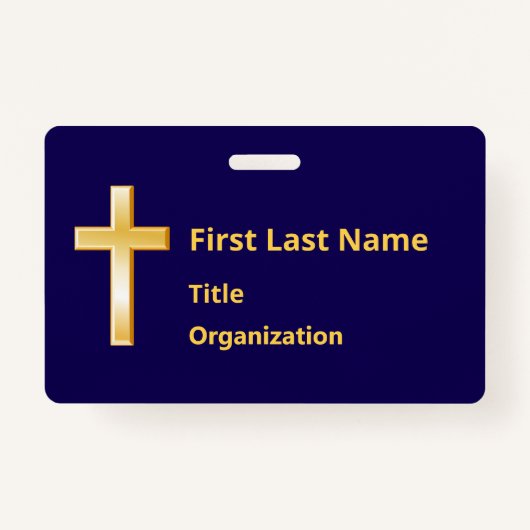 Naam Badge met Christelijk Gold Cross (Voorkant)